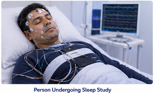 Person undergoing a sleep study